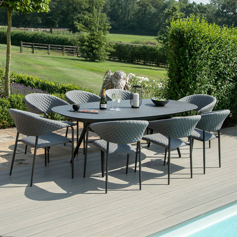 Bergh 8 Seat Oval Dining Set, Grey