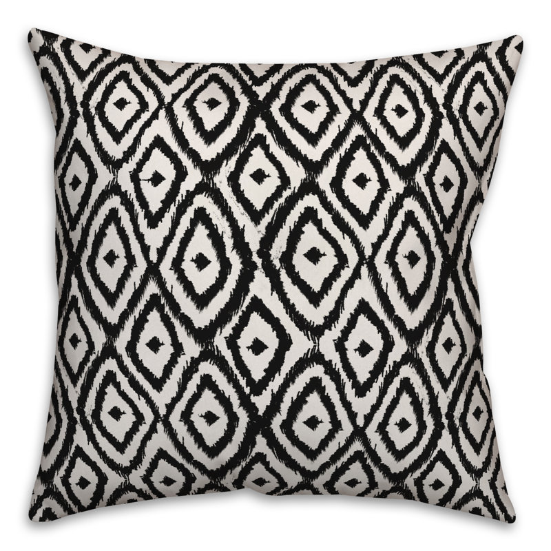 Geometric Throw Pillow, White/Black, 18" x 18"