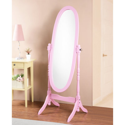 Miroir traditionnel rose avec cadre en bois