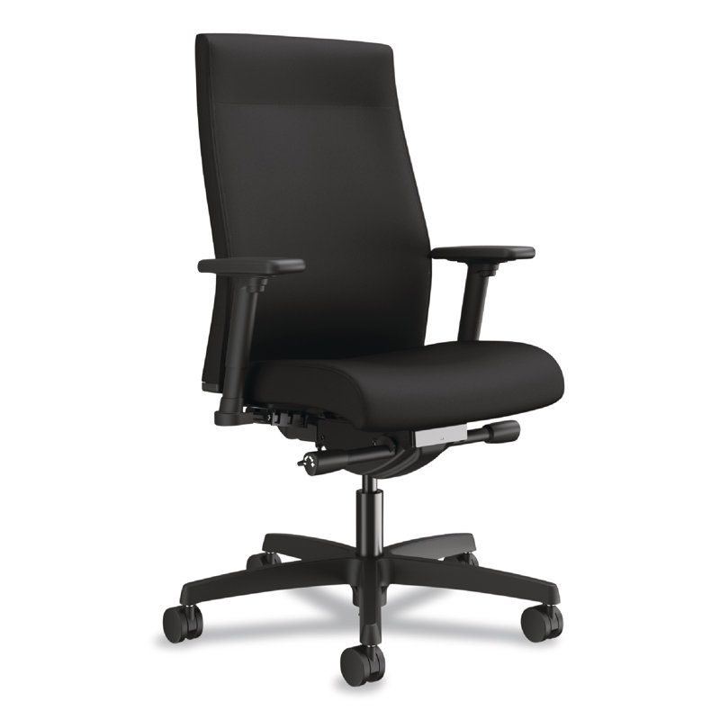 Black Adjustable Fabric Mid-Back Task Chair with Swivel