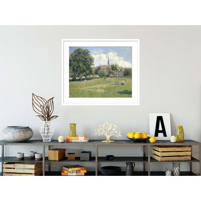 «The House of the Deaf Woman and the Beffry at Eragny» par Camille Pissarro, impression giclée encadrée