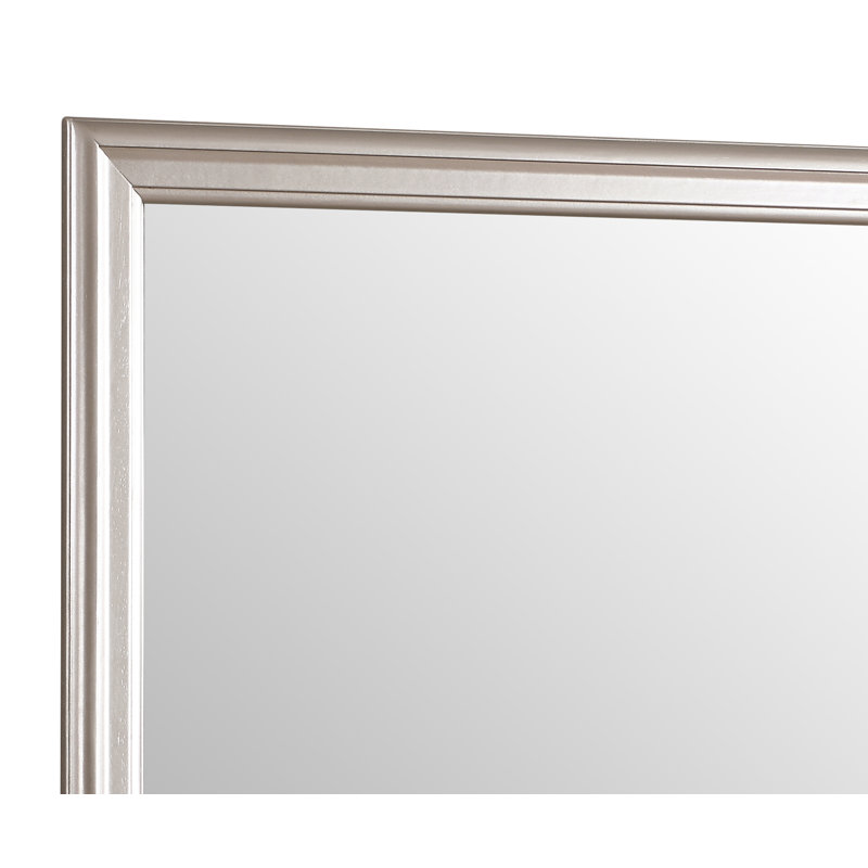 Eduardo Solid And Engineered Wood Flat Wall Mirror, Silver Champagne