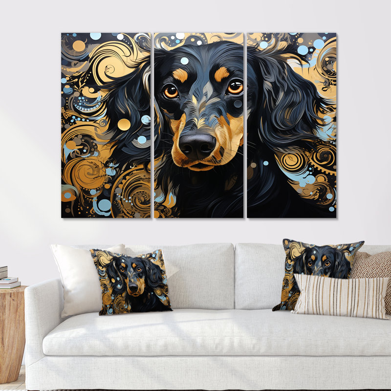 Drôle de daschund II, ensemble d'art sur toile, H 40 po x l 60 po x P 1 po