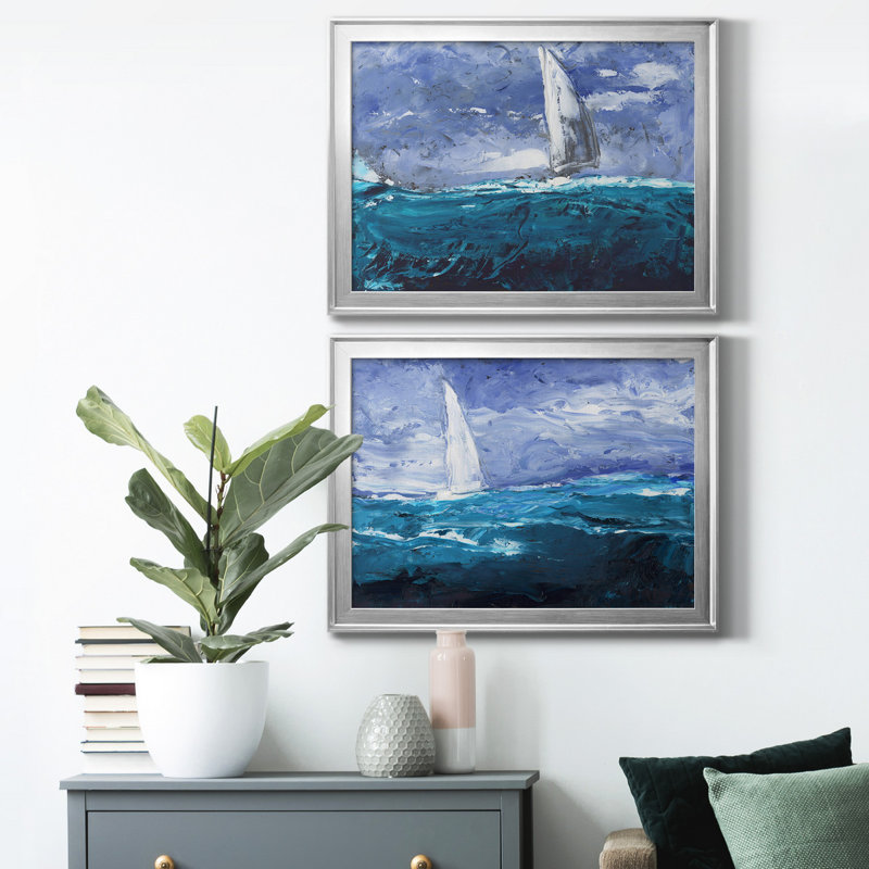 Sail Ho I - ensemble de 2 reproductions de cadres photo, H 42,5 po x l 61 po x P 1 po, Argent