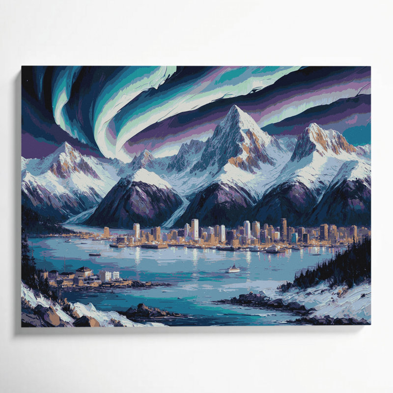 Cities Alaska Gray Canvas Wall Art, 16" H x 20" W