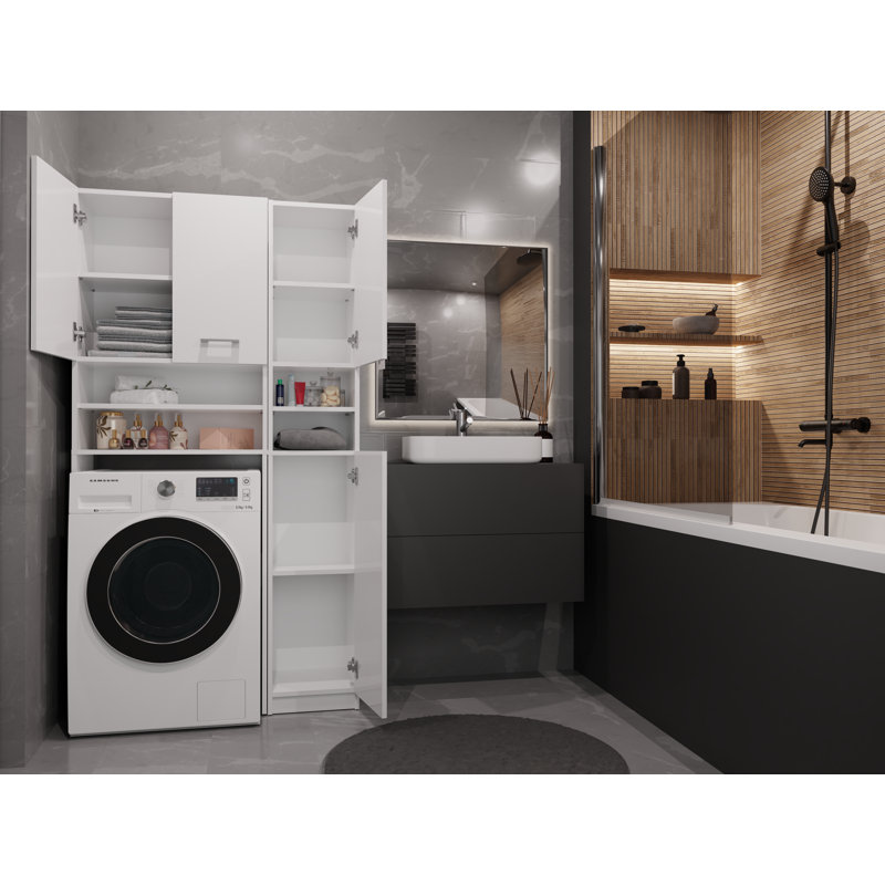 MDF Wood Laundry Room Organiser, White