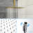 16 Inch Square Gold Shower System - Dual Head With Handheld Spray And Hose In Adjustable Flow-120951928