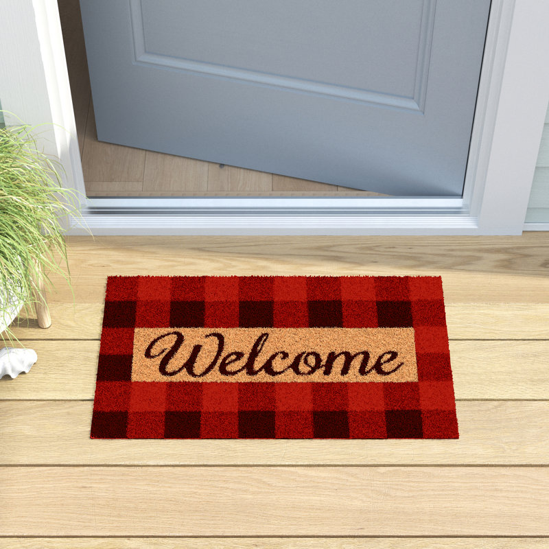 Joli tapis d'extérieur antidérapant Ura, L 29 po x l 17 po, Rouge