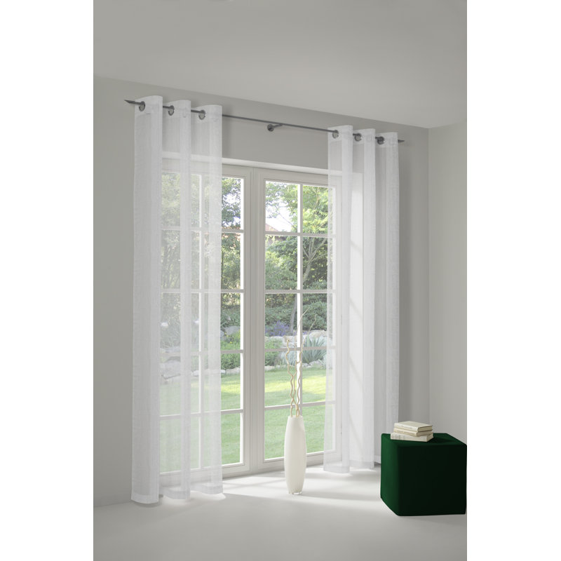 Taliesin Semi Sheer Curtain Single Panel, 600 W x 175 D cm, White