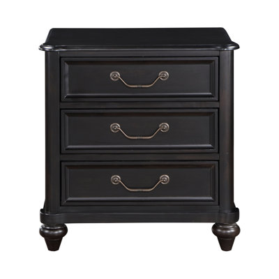 Charcoal Brown Finish Traditional Bedroom Furniture 1Pc Nightstand Of 3 Drawers Antique Handles Classic Design Bedside Table, Nightstand