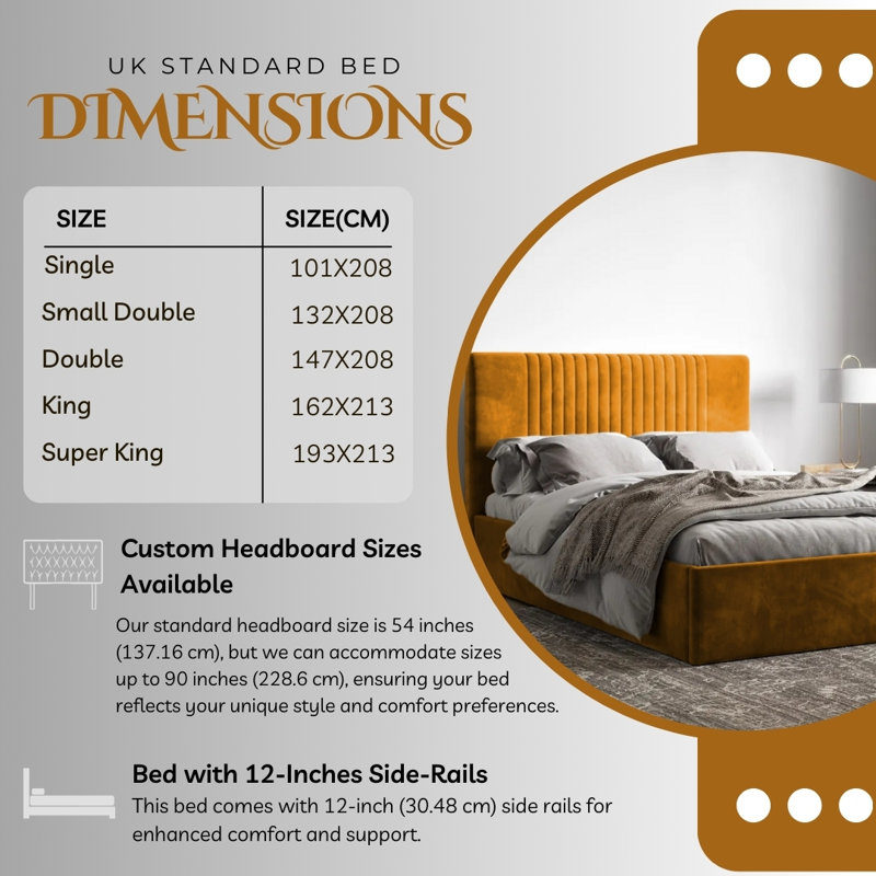 Upholstered Ottman Storage Bed Frame, Single (3'), Mustard Yellow