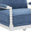 Fauteuil d'appoint rembourré avec structure en bois tourné, bleu denim avec finition blanche Osterhout-2112453830-2112453824