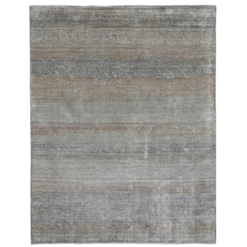 Tapis Akaroa / doré noué à la main Byesville, Rectangle 6 pi x 9 pi