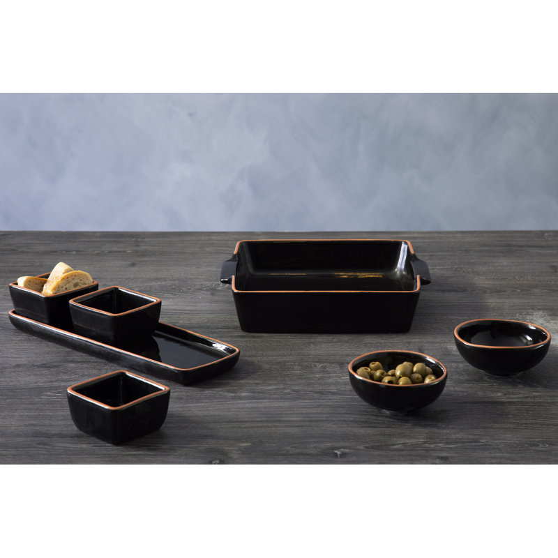 Symple Stuff Calisto Square Stoneware Baker Bakeware, Black, 7cm H x 28cm W x 25cm D