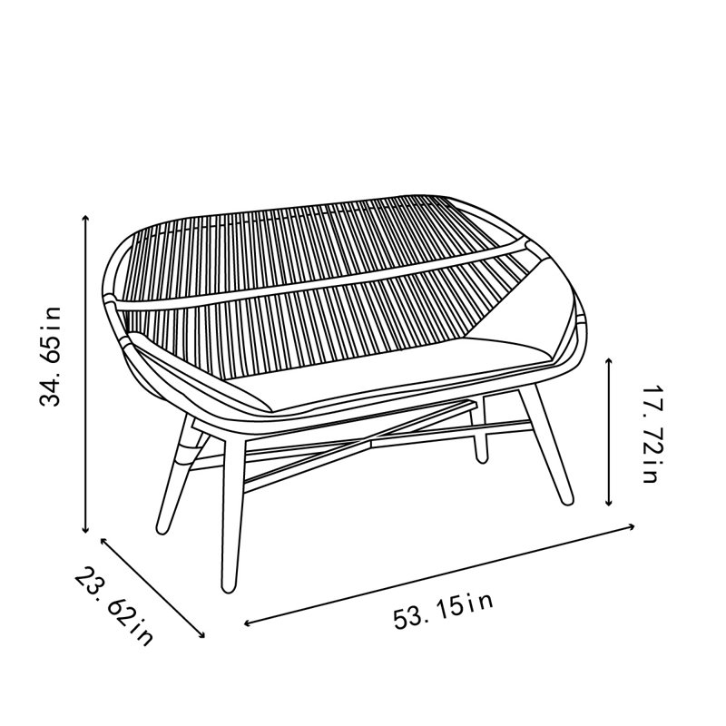 Banc rembourré en coton et lin Breeley