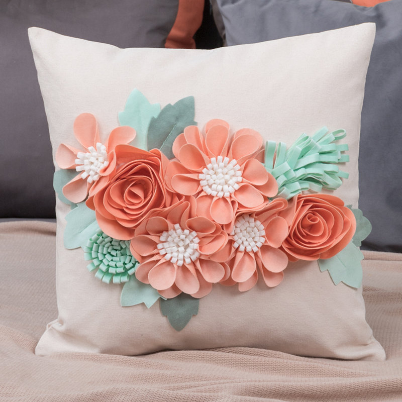 Housse de coussin  3D Flower, Rose pêche