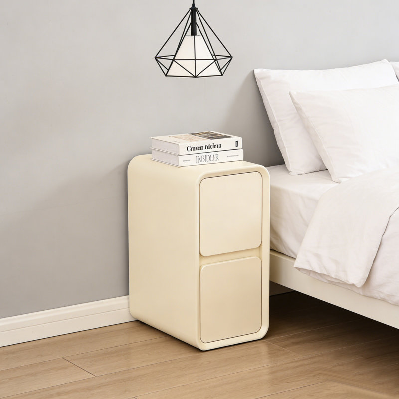 Table de chevet étroite à 11 tiroirs l 11,8 po avec 2 compartiments de rangement pour petite chambre à coucher, Crème