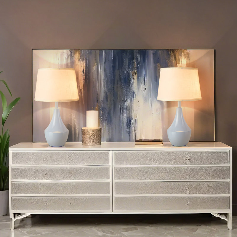 Table Lamp, Blue, White