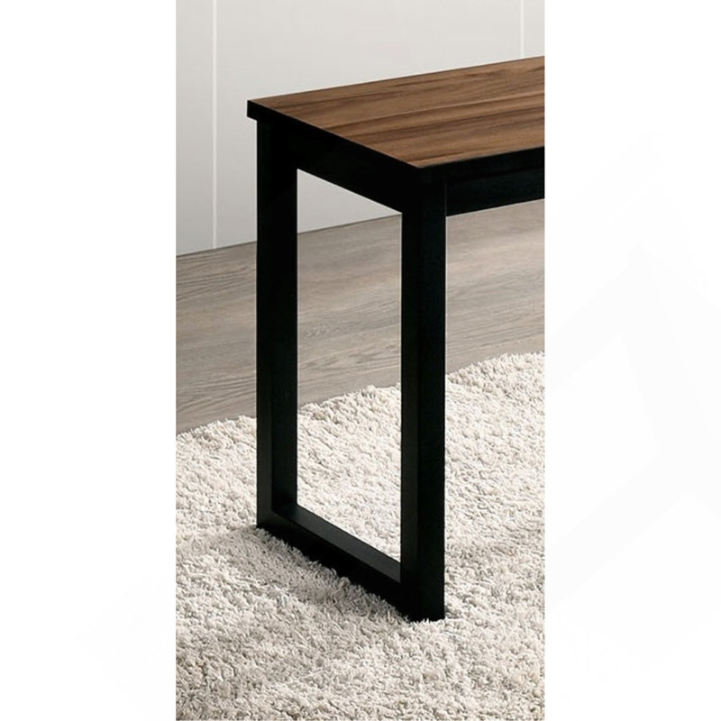 Industrial Style 3Pc Dining Set 1X Dining Table 2X Bench U-Shape Metal Legs Wooden Top Walnut And Black Finish