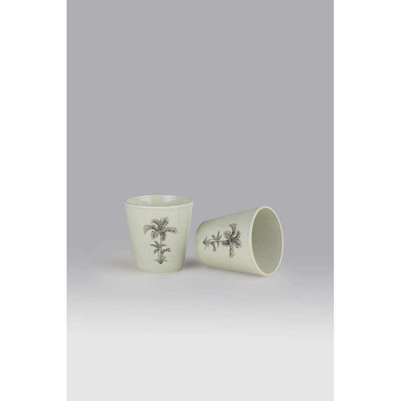 Elegant Green Mug Set (2 Pieces), 3.3 x 3.3 x 3.1 inches | 100% Porcelain, 7.8 fl oz Capacity | Microwave-Safe & Dishwasher-Safe | Perfect for Home or Office, Stylish and Functional Design