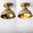 Metal Flush Mounted Ceiling Light Fixture with Vintage Brass Finish