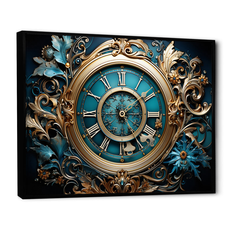Clock Industrial Elegance II - Fashion Canvas Art Print, H 12 po x l 20 po x P 1 po, Cadre flottant noir