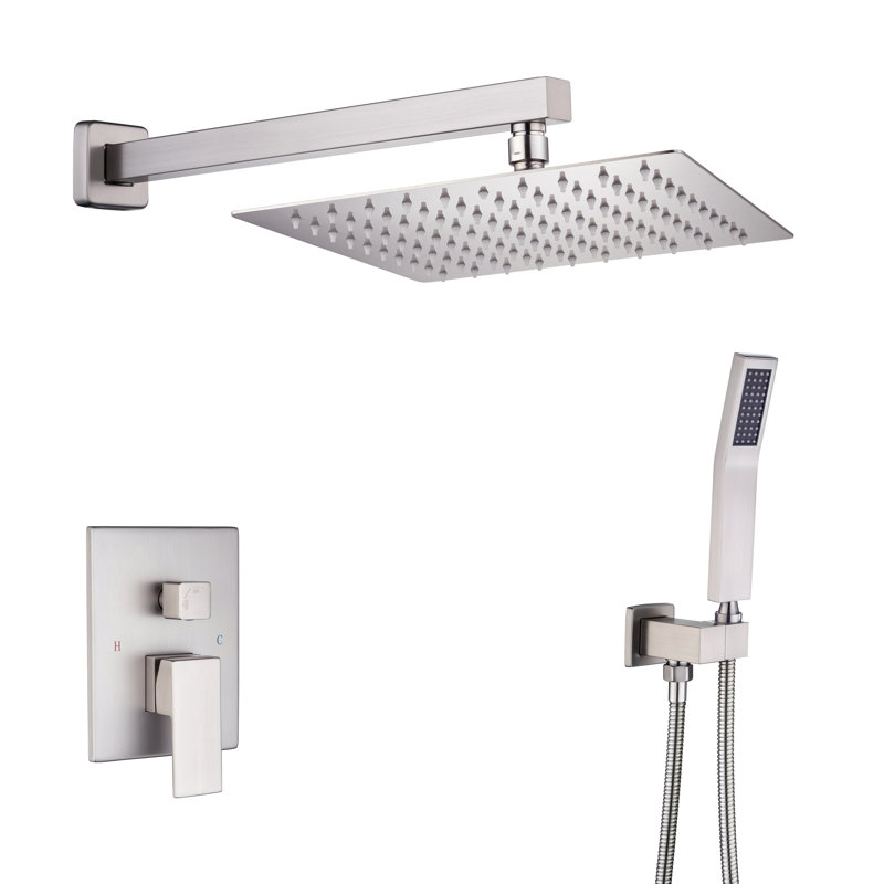 Brushed Nickel Wall Mounted Shower System with Handheld