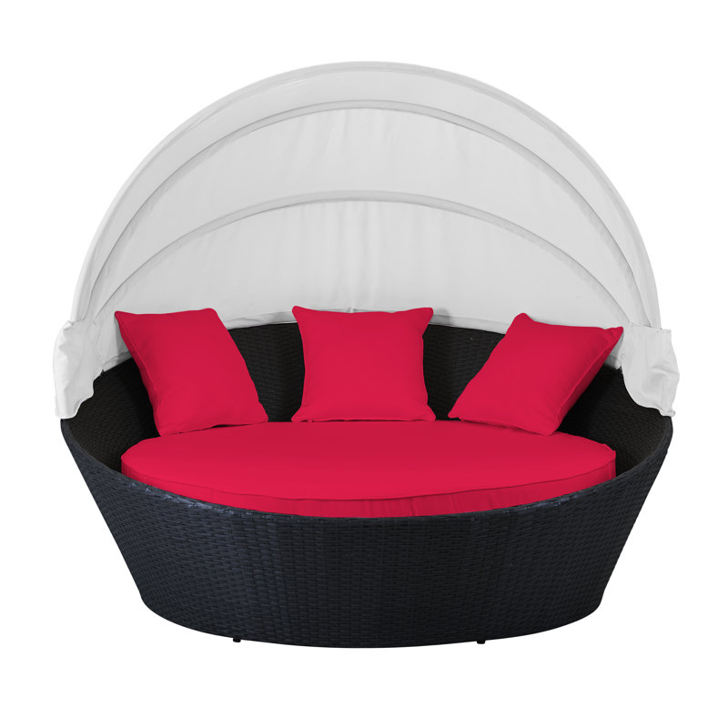 Lit de jour avec coussin Ryde, Noir, Rouge