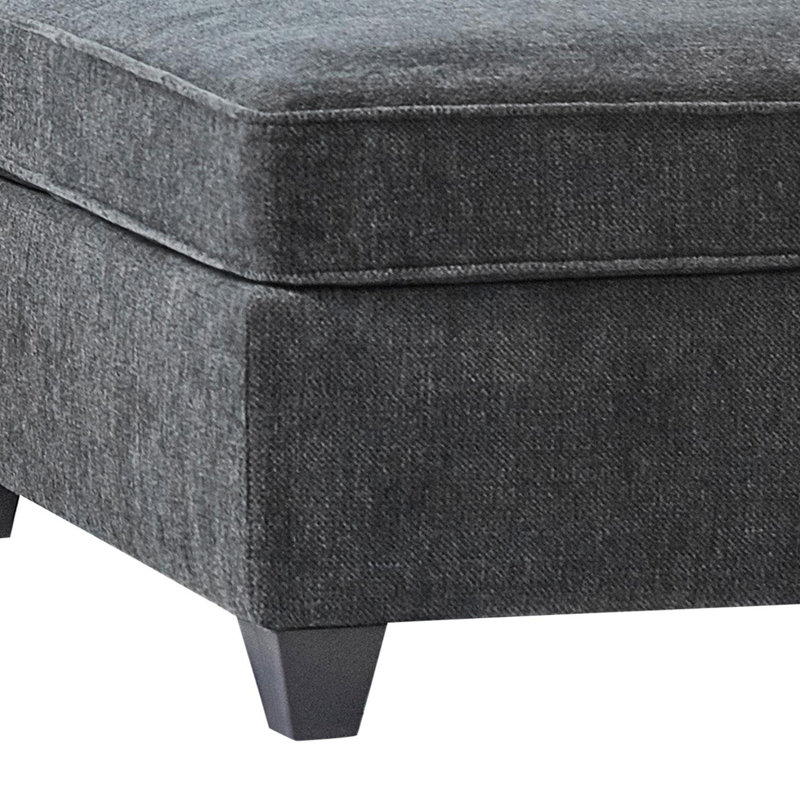 Rectangular Upholstered Ottoman Dark Grey