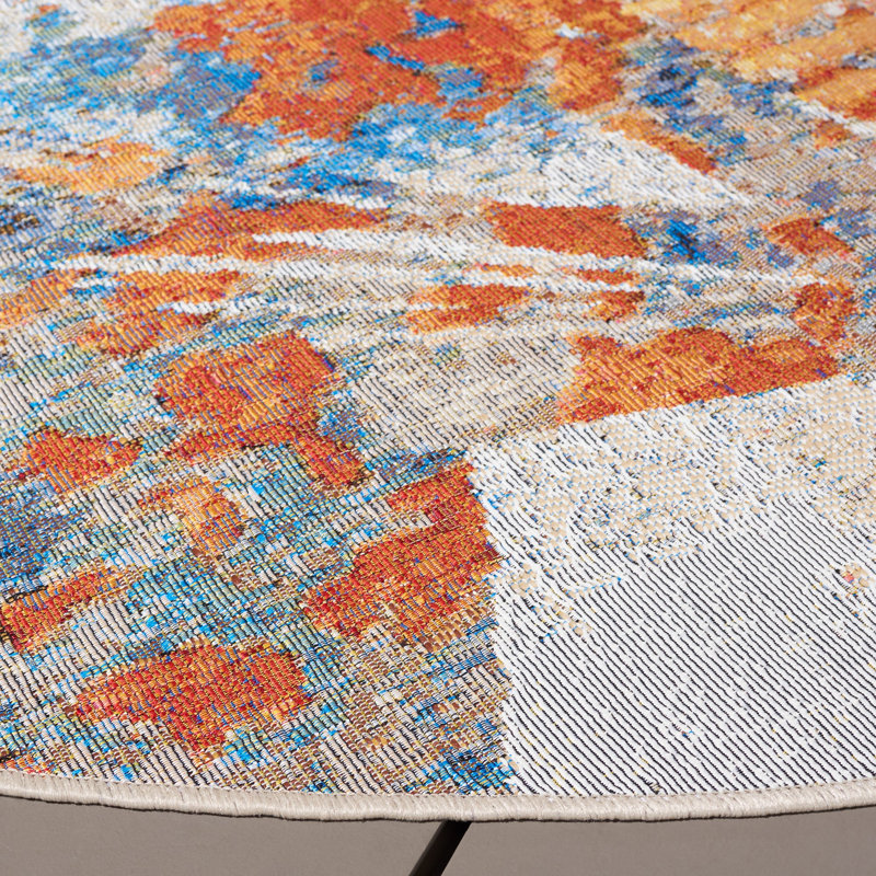 Tapis d'intérieur / extérieur à motif abstrait 500 Barbados, Rond 6 pi 6 po