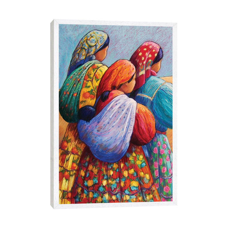 Tarahumara Women by Candy Mayer - Painting on Canvas, 66.04 cm H x 45.72 cm W, White Framed Canvas