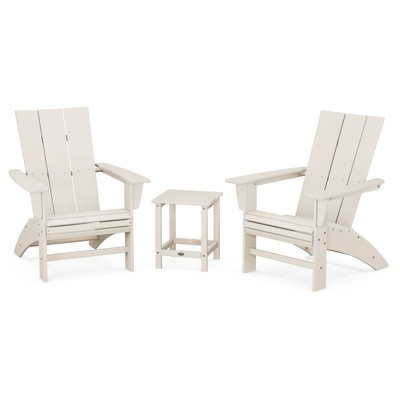 POLYWOOD 3-Piece Curveback Adirondack Set with 18" Side Table