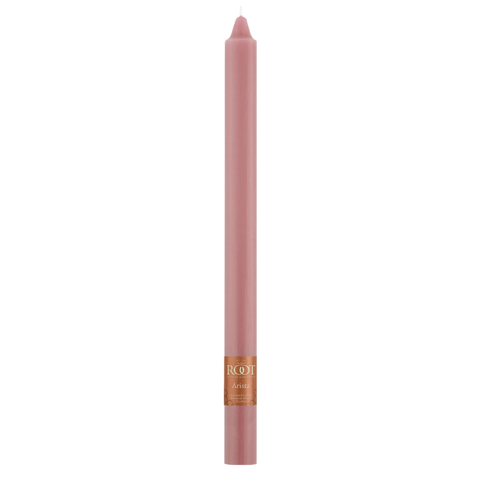 Root Candles Unscented Taper Candle, 12" H x 0.88" W x 0.88" D, Dusty Rose