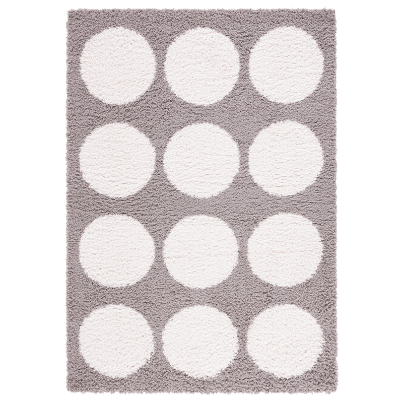 Tapis géométrique gris / ivoire fabriqué à la machine, Rectangle 9 pi x 12 pi