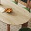 Table de salle à manger beige / brun en pierre frittée ovale + bois massif-2057945102