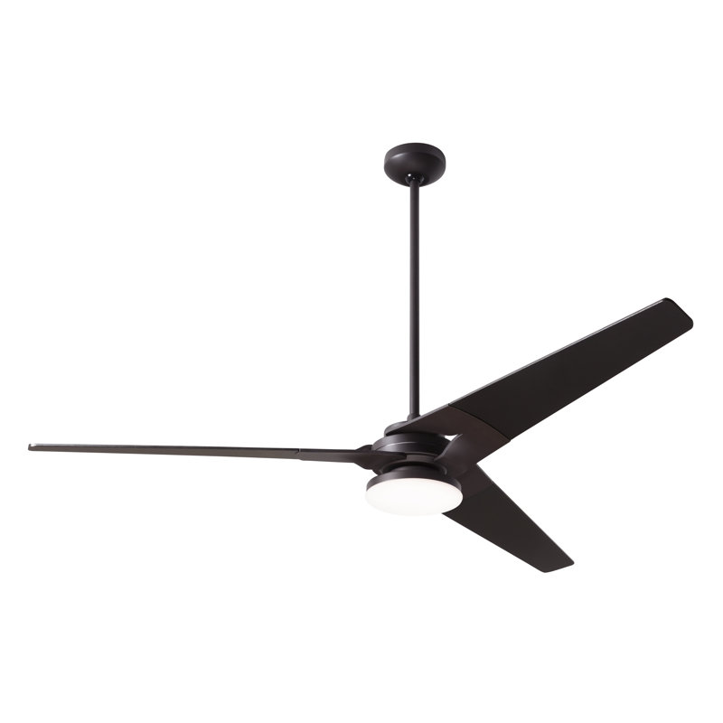 Torsion LED Downrod Ceiling Fan, Fan & Light - 2 Wire, Black, Dark Bronze