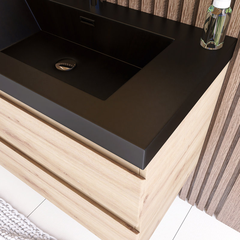 Madesyn 35.43'' Single Bathroom Vanity with Resin Top, Natural