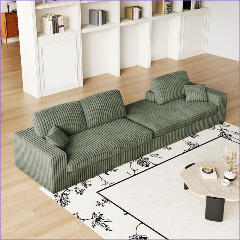 Canapé inclinable modulaire en velours côtelé 2 en 1 de 114,5 po Modular Sofas | Beige | Velours côtelé, Beige Corduroy