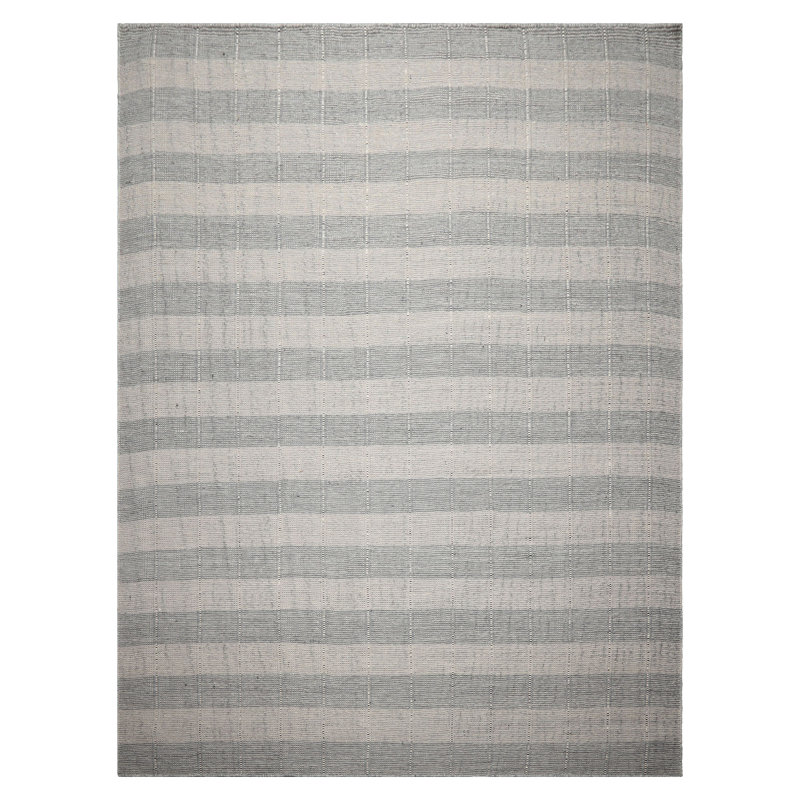 Tapis gris en laine tissé à la main et à plat gris, Rectangle 10 pi x 14 pi