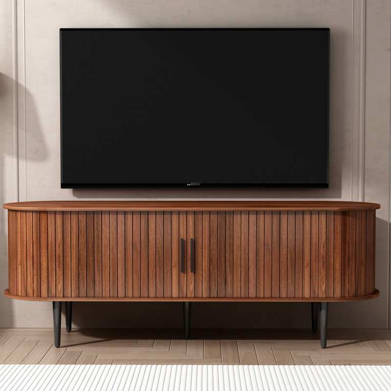 Scarlett 55" Modern TV Stand, Walnut, 21.65" H x 55" W x 15.75" D