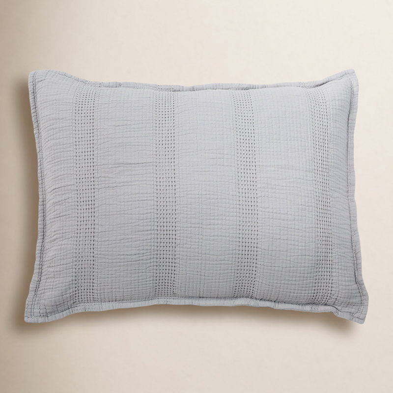 Nantucket Gray/White/Midnight Cotton Piece Standard Sham, Gray, Standard