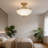 Gold Semi-flush Mount Light, White Frosted Glass, 4 Warm Bulbs Included
