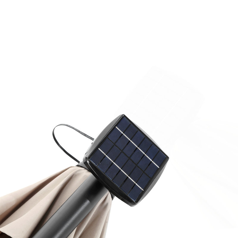 Parasol de patio, parasol de marché suspendu à DEL 10 pi, Kaki, H 82,68 po x l 116,14 po x P 116,14 po