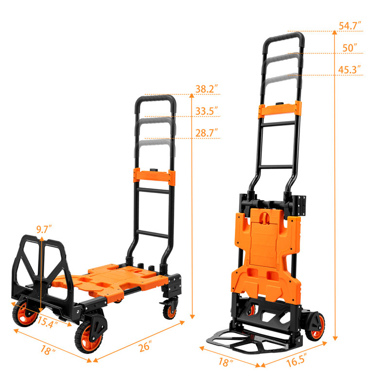 2 In 1 Folding Hand Truck, Orange