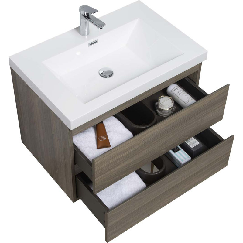 Meuble-lavabo mural avec lavabo, Gris