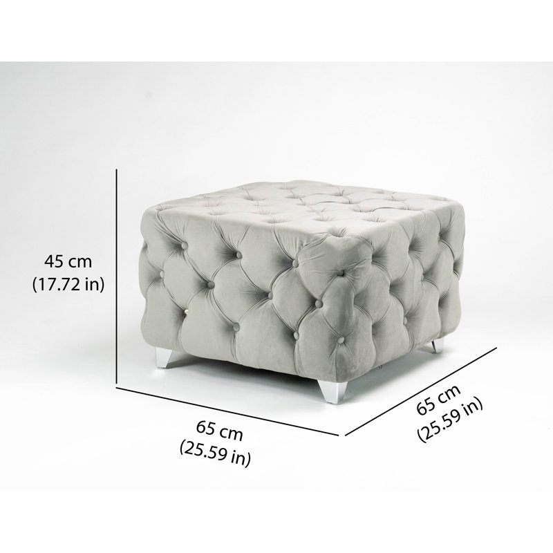 Velvet Ottoman, Silver