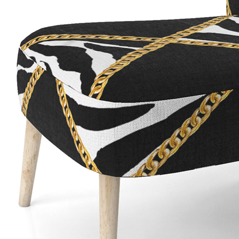 Gold Chain Zebra Geometric - Upholstered Patterned Accent Side Chair