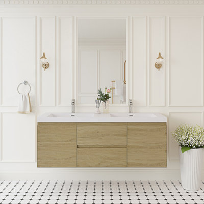 Meuble-lavabo mural moderne avec 2 lavabos et meuble-lavabo mural Modern
