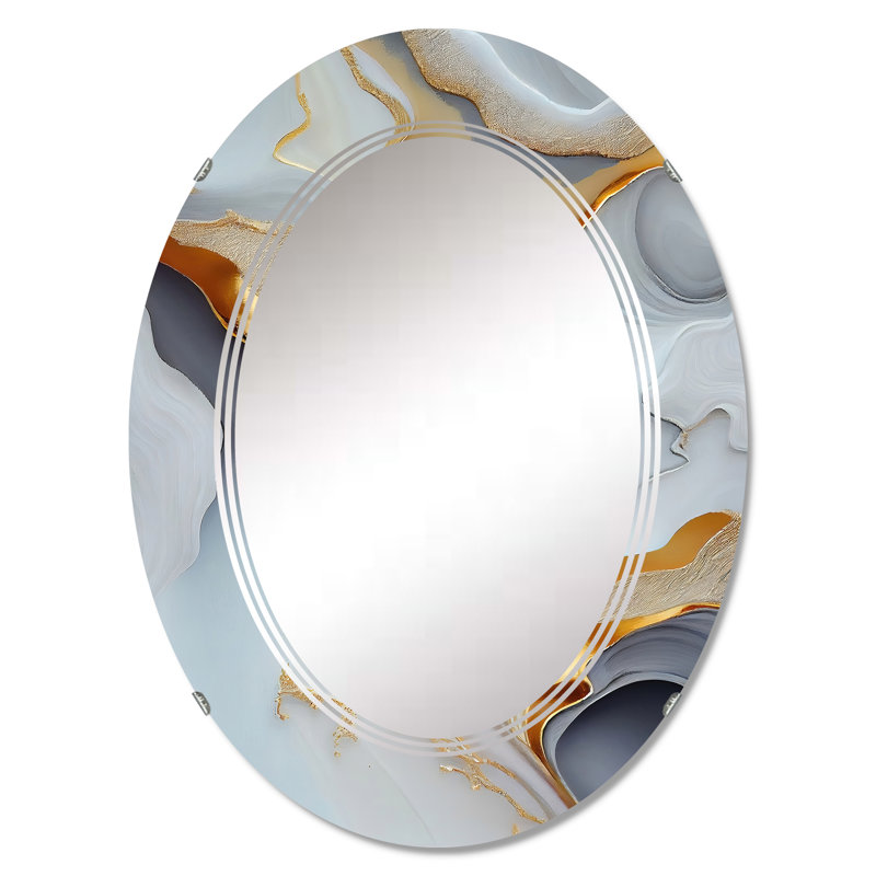 Miroir mural Parrie blanc et doré à motif abstrait IV Parrie, 36 po x 24 po
