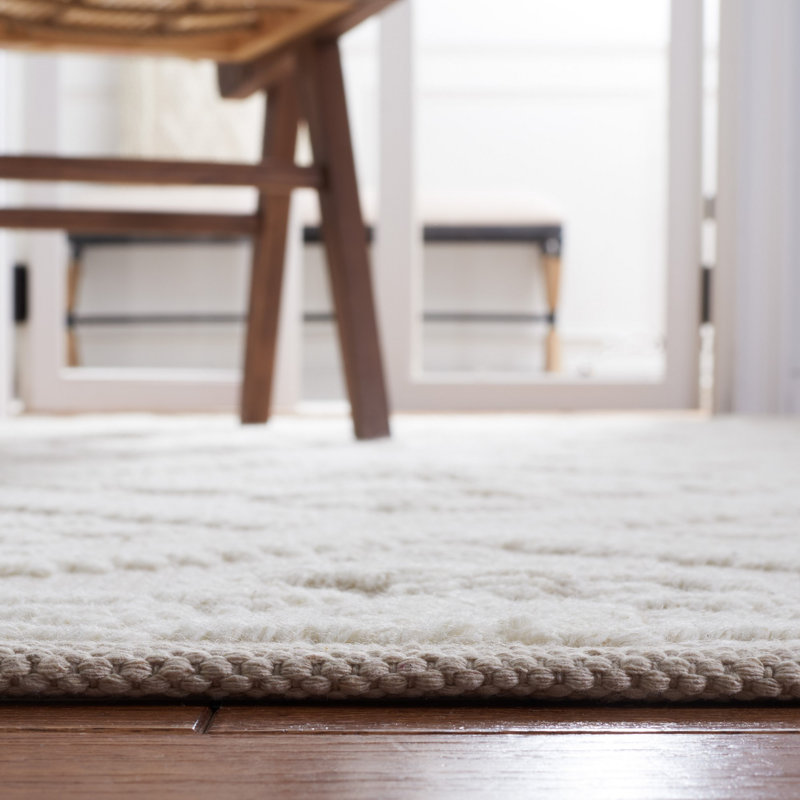 Sharene Handmade Tufted Wool/Cotton Ivory Area Rug, Rectangle 10' x 14'